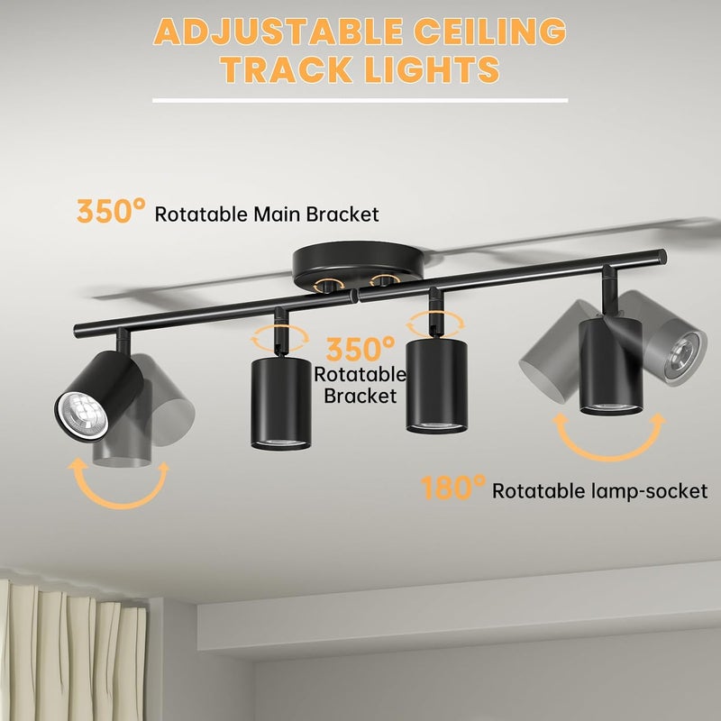 Lavendex LED 4 Light Track Lighting Kit, Dimmable Ceiling Spot Lighting Includes 4 x GU10 Bulb, Modern Track Light Fixture with Rotatable Heads for Kitchen, Living Room, Bedroom - Image 4